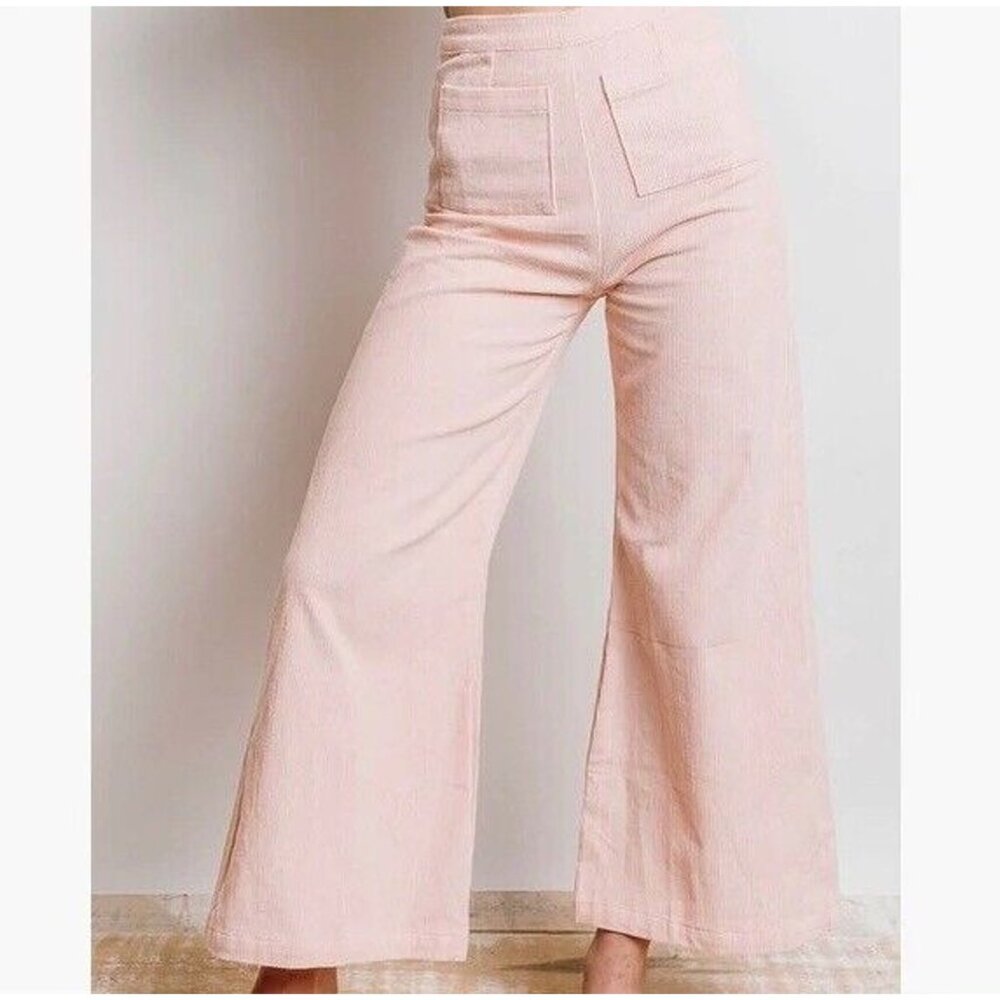 Faithfull the Brand Womens 4 Tove‎ High Rise 70s Corduroy Wide Leg Pink Pants